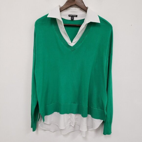 Hilary Radley Womens Academia Tennis Prep 2fer Top Size XL Kelly Green Career - Picture 1 of 9